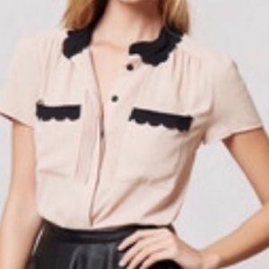 HD in Paris Anthropologie Nude Pink Blouse Sz 4